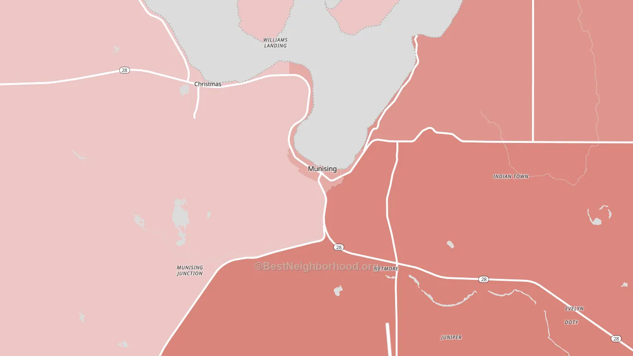 Munising, MI block-group political-lean map