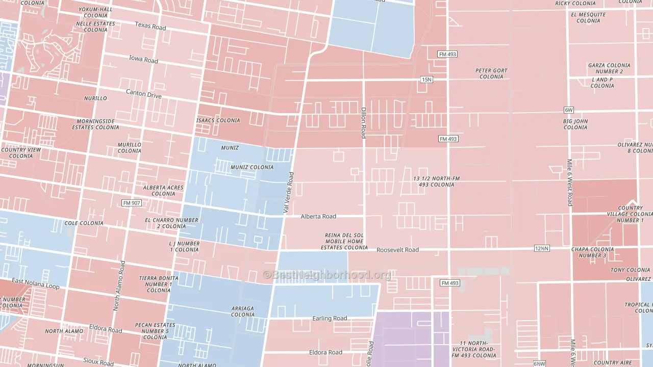 Muniz, TX block-group political-lean map