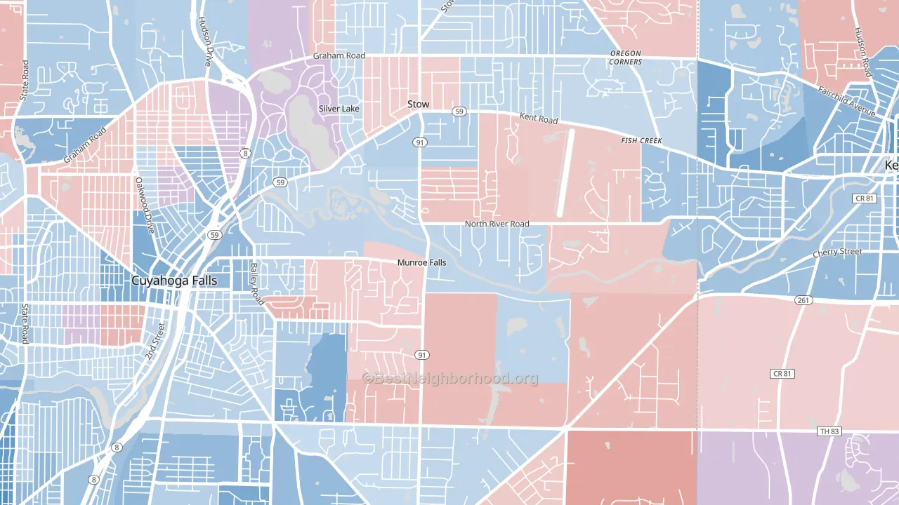 Munroe Falls, OH block-group political-lean map