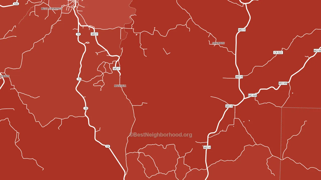 Munsell, MO block-group political-lean map