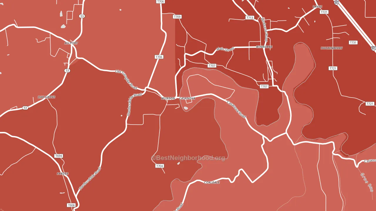 Munson, PA block-group political-lean map