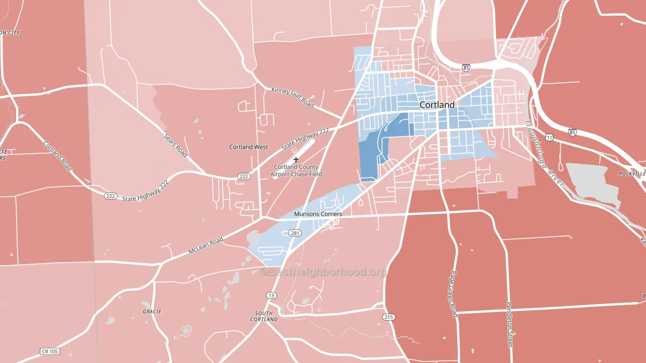 Munsons Corners, NY block-group political-lean map