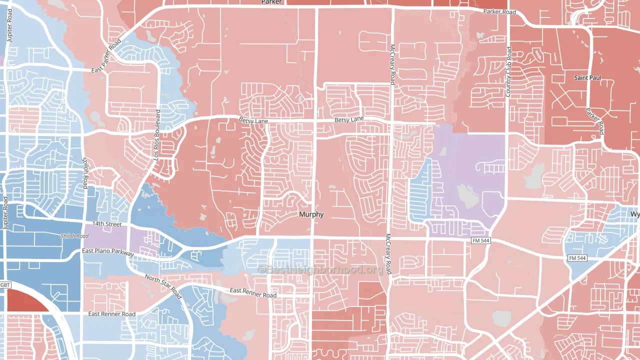Murphy, TX block-group political-lean map
