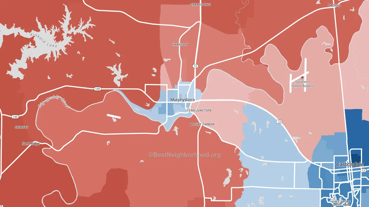 Murphysboro, IL block-group political-lean map