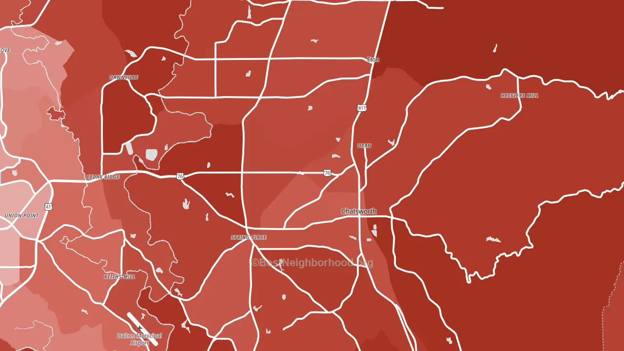 Murray County, GA block-group political-lean map