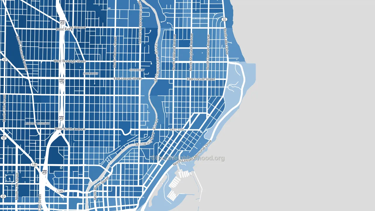 Murray Hill, Milwaukee, WI block-group political-lean map