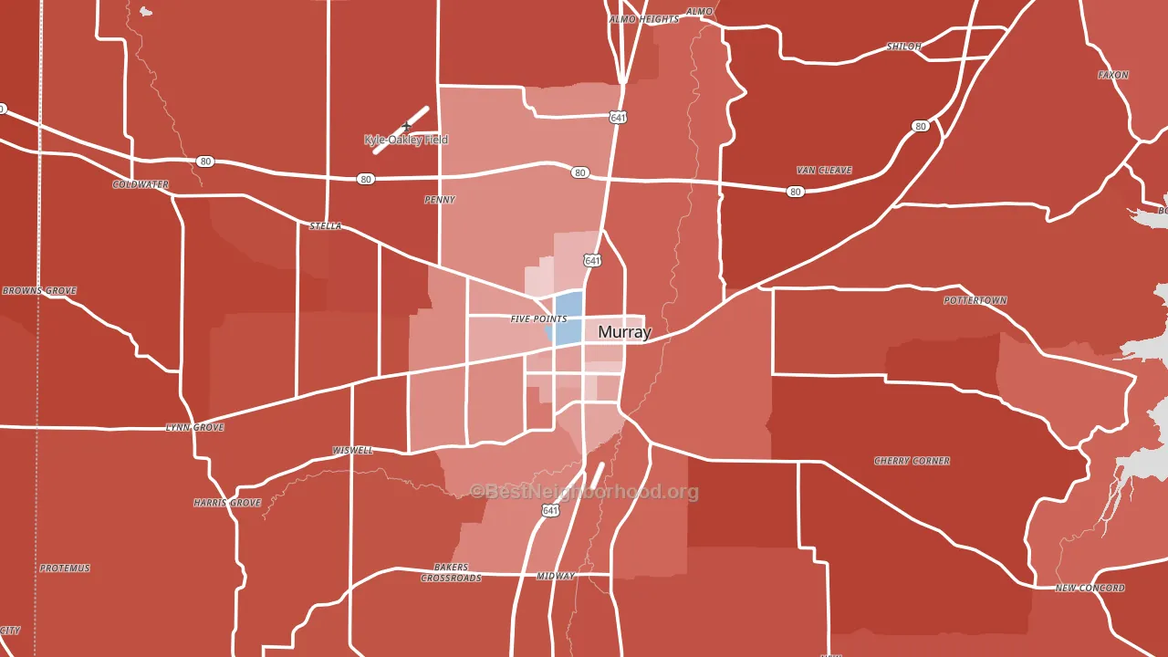 Murray, KY block-group political-lean map