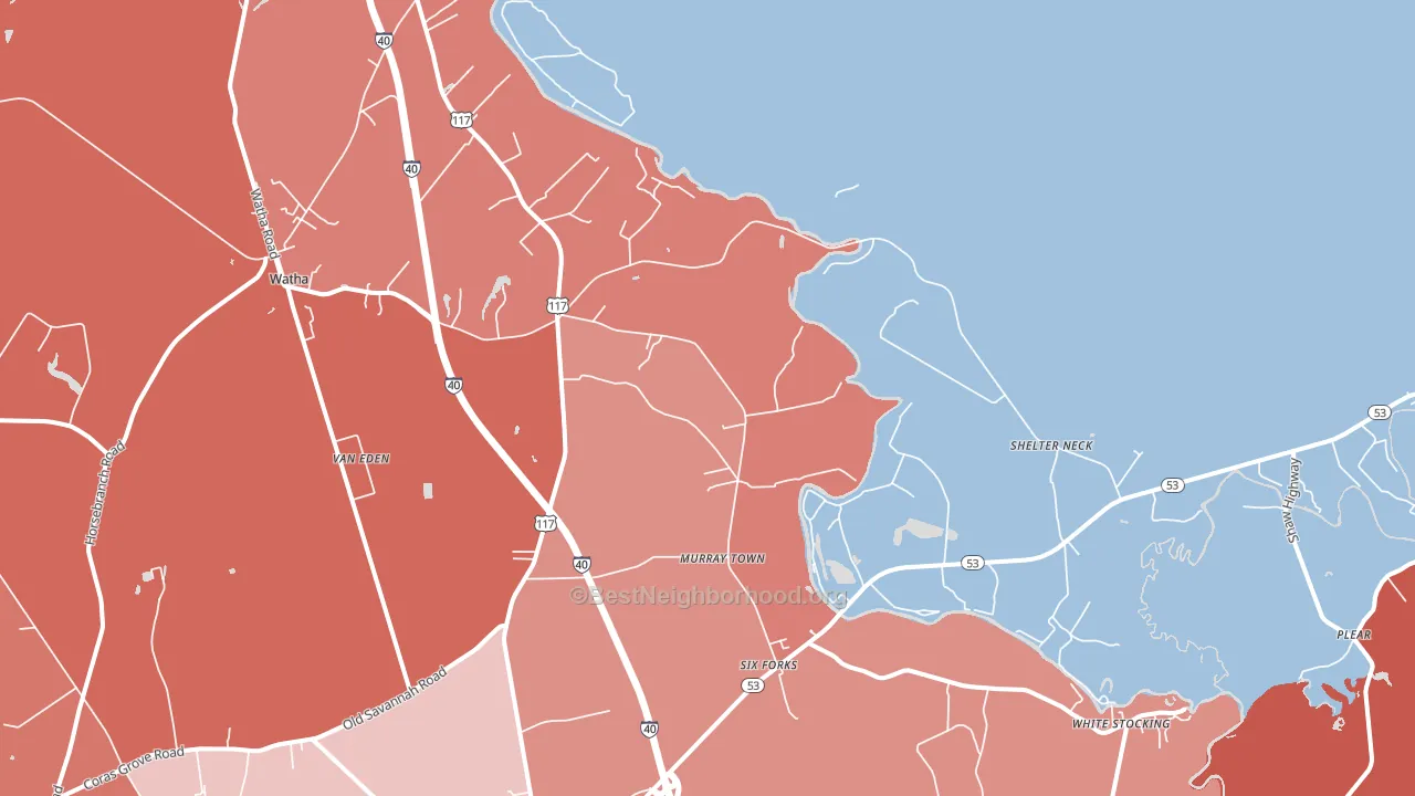 Murray Town, NC block-group political-lean map