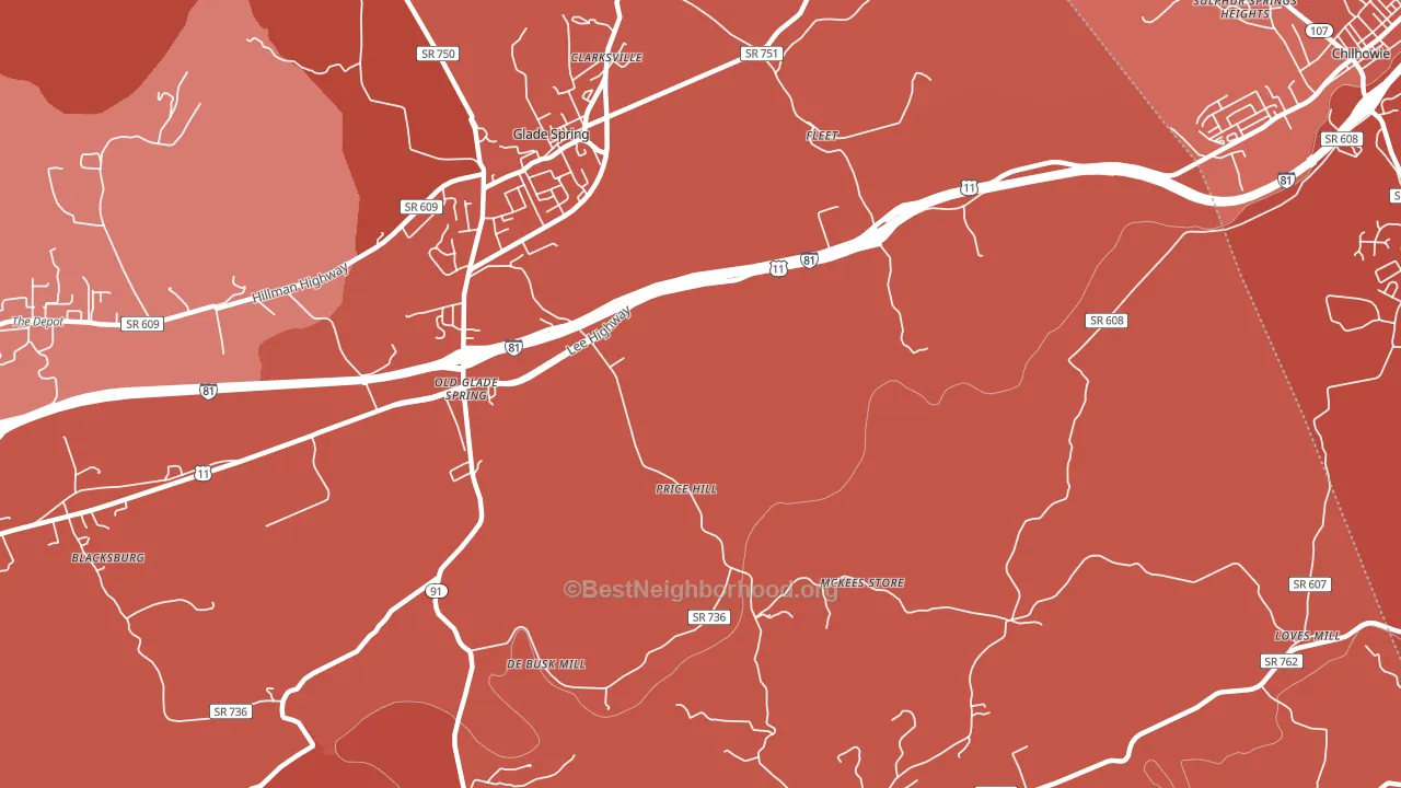 Murrayfield, VA block-group political-lean map