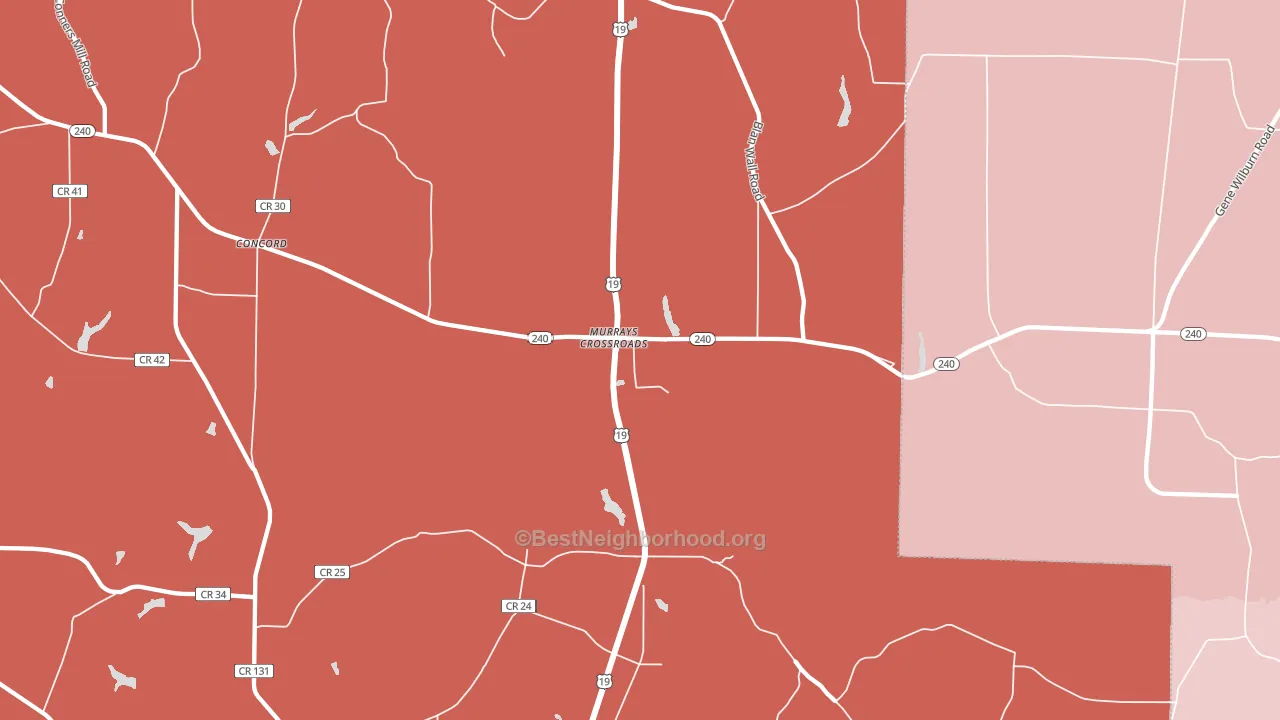 Murrays Crossroads, GA block-group political-lean map