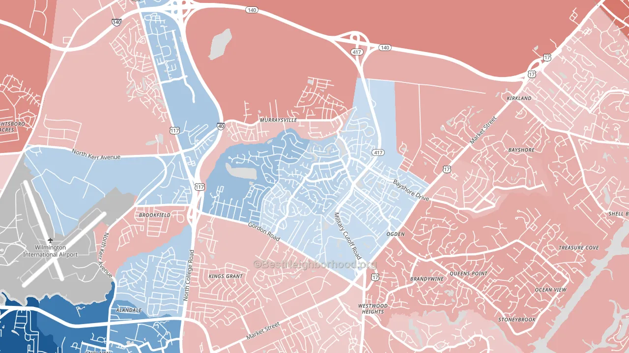 Murraysville, NC block-group political-lean map