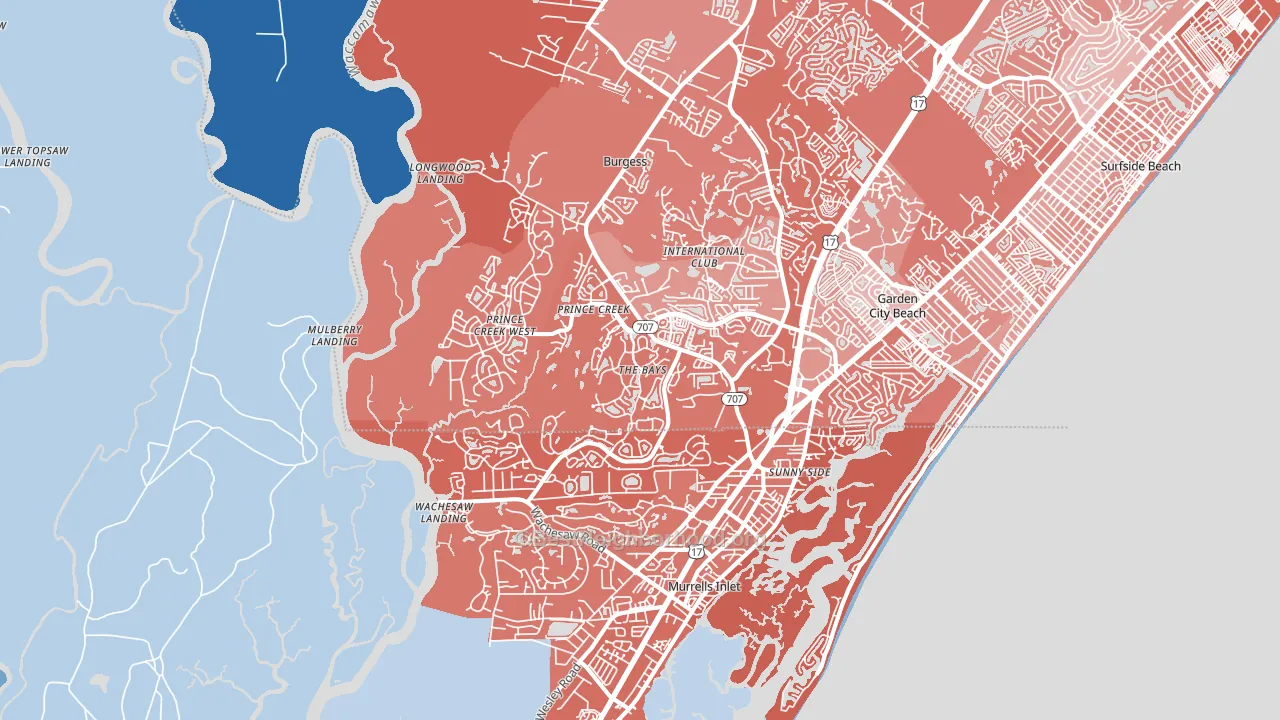 Murrells Inlet, SC block-group political-lean map