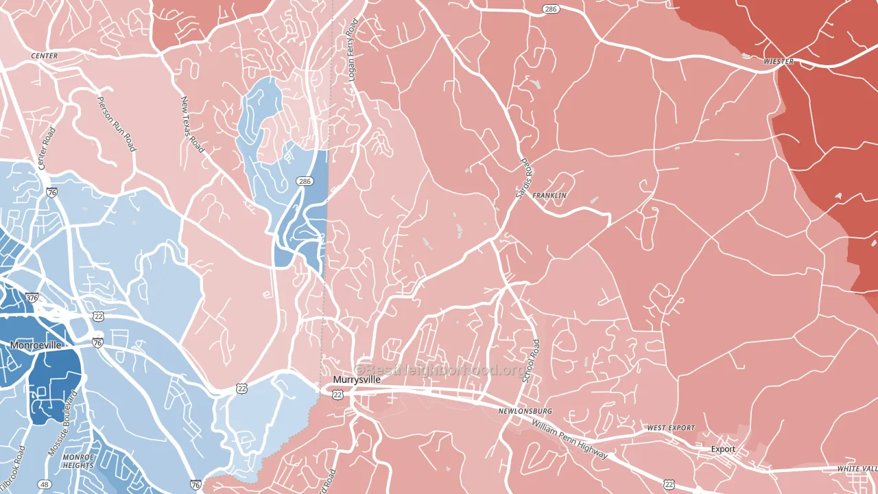 Murrysville, PA block-group political-lean map