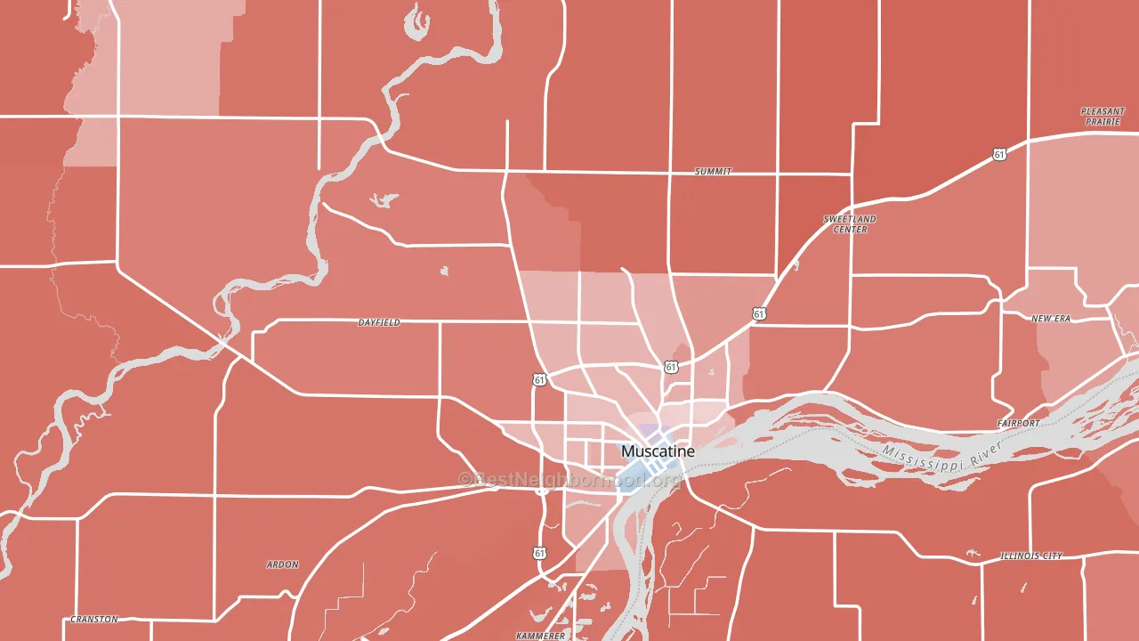 Muscatine County, IA block-group political-lean map