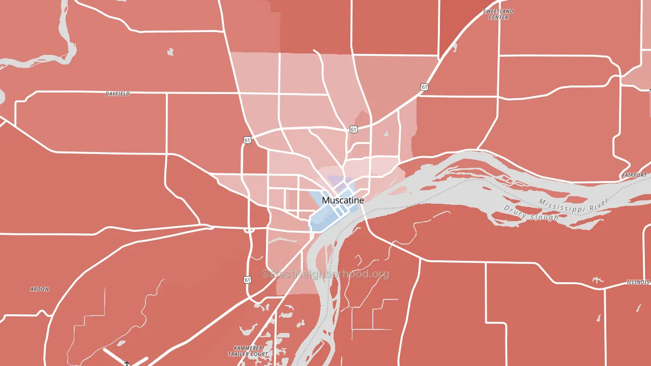 Muscatine, IA block-group political-lean map