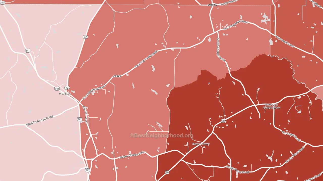 Musella, GA block-group political-lean map