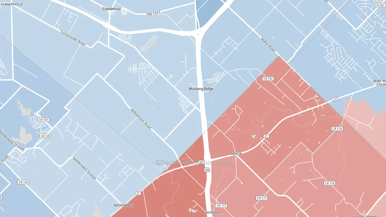 Mustang Ridge, TX block-group political-lean map