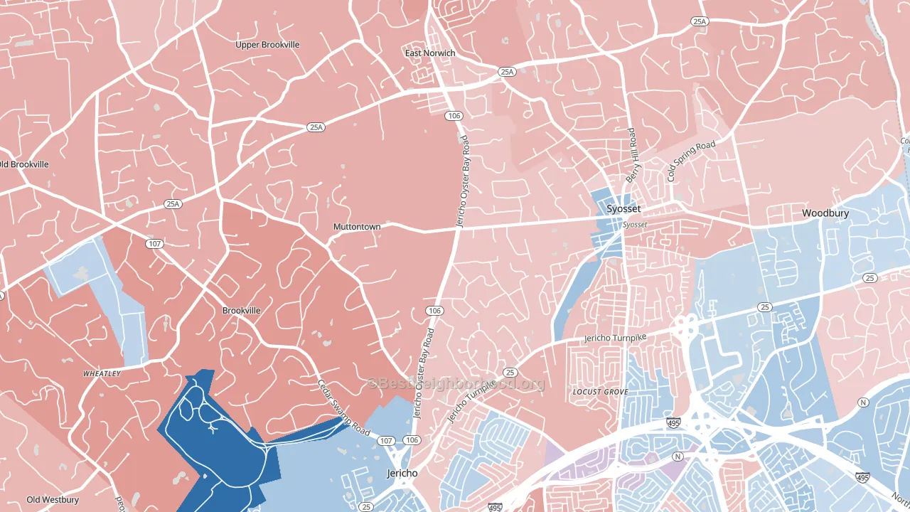 Muttontown, NY block-group political-lean map