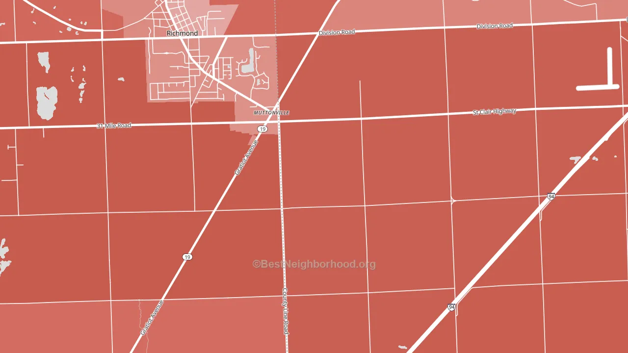Muttonville, MI block-group political-lean map