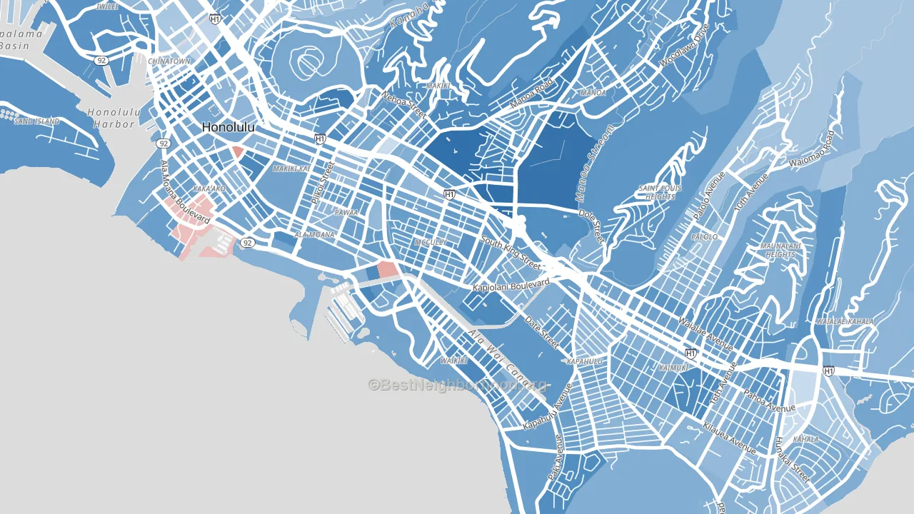 Mxcully-Moiliili, Honolulu, HI block-group political-lean map