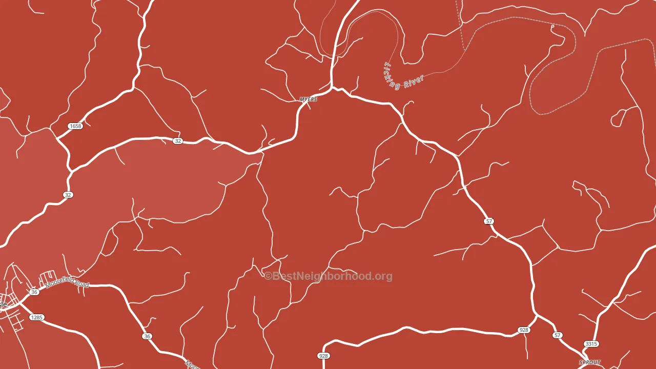 Myers, KY block-group political-lean map
