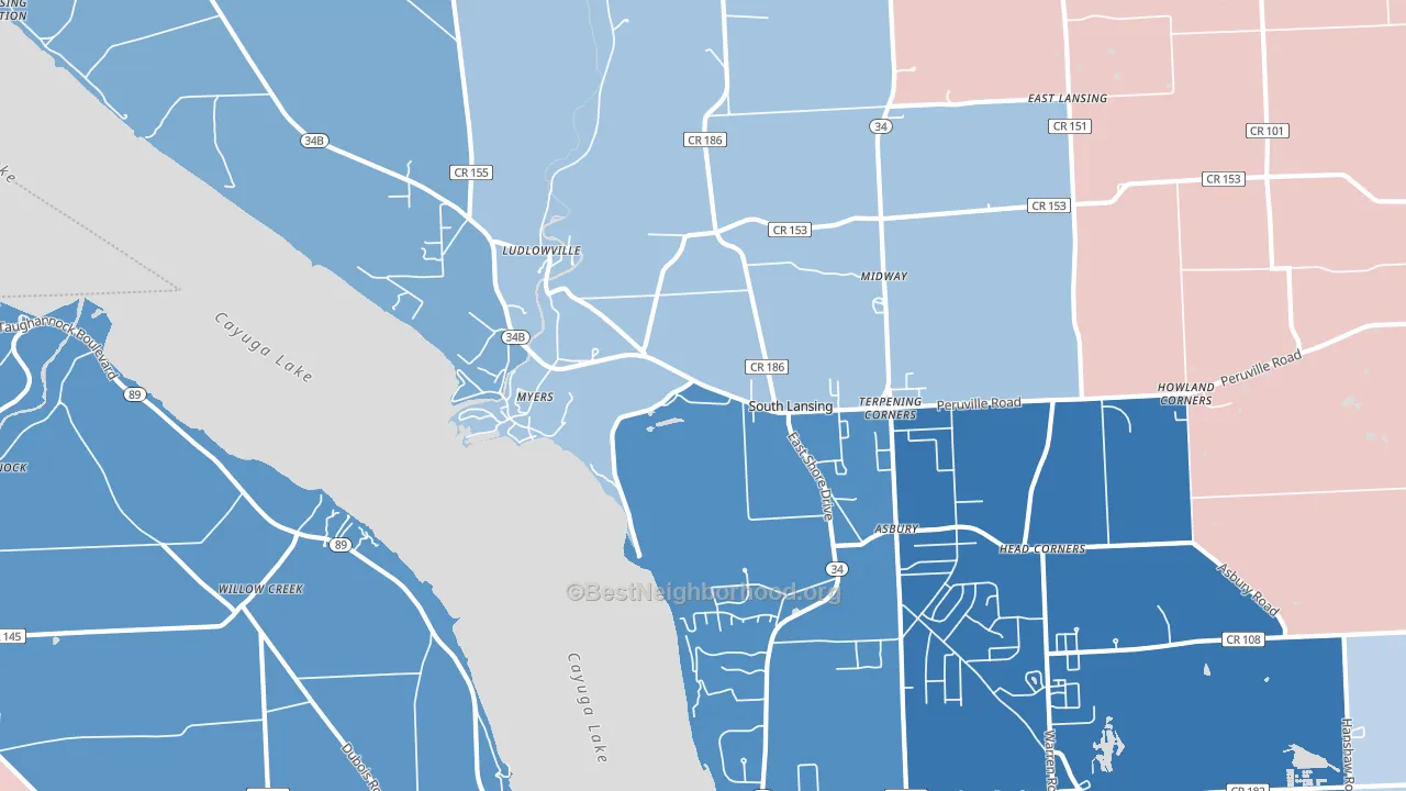 Myers, NY block-group political-lean map