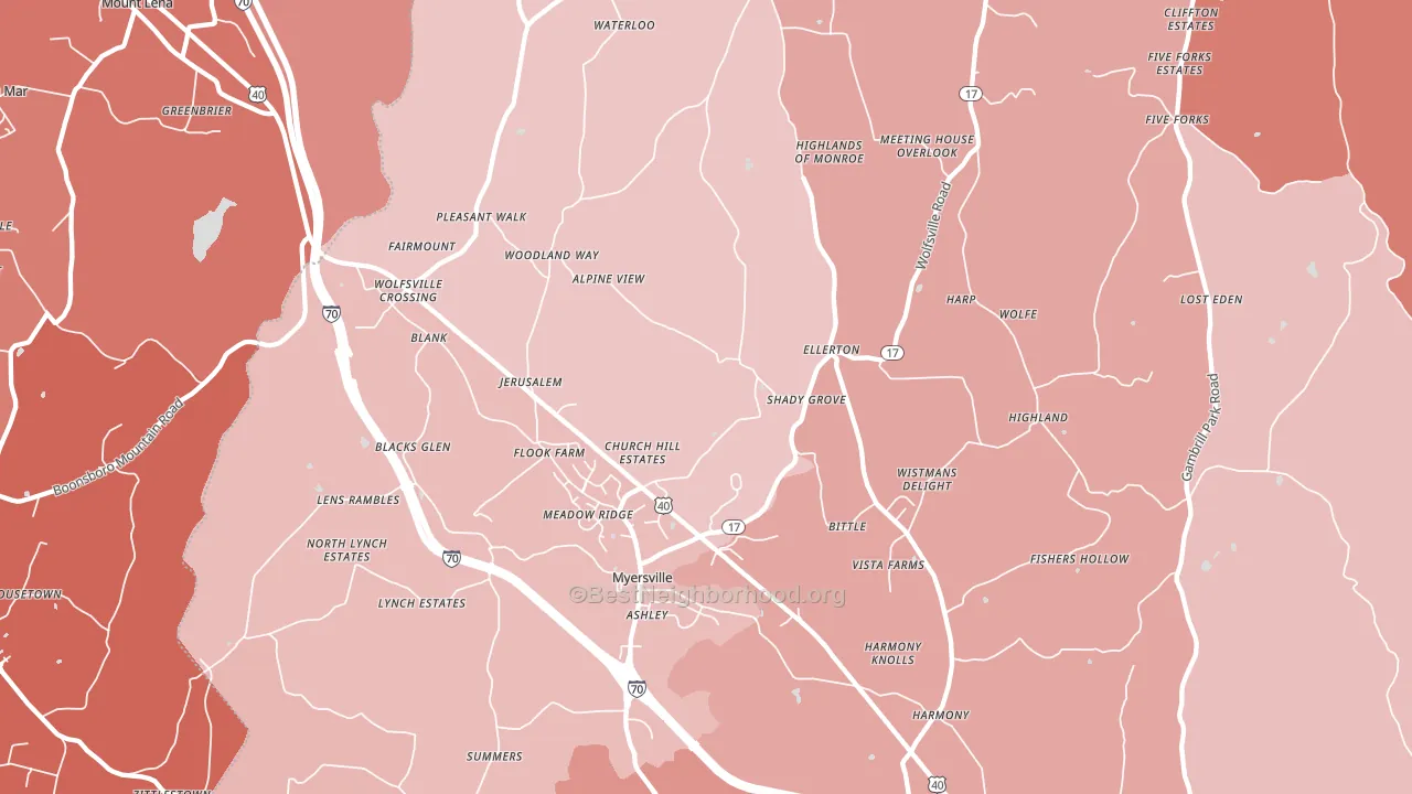 Myersville, MD block-group political-lean map
