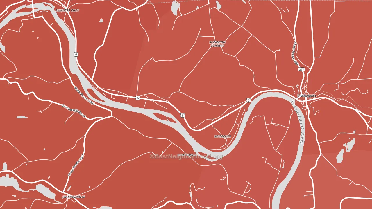 Myobeach, PA block-group political-lean map