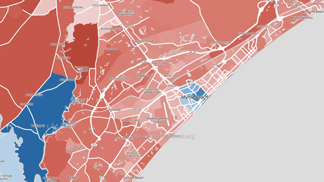 Myrtle Beach, SC block-group political-lean map
