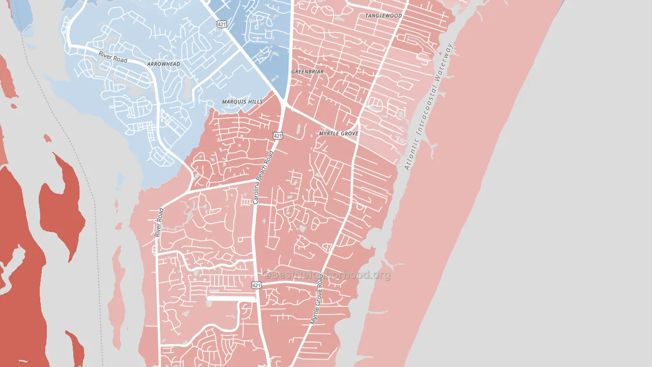 Myrtle Grove, NC block-group political-lean map