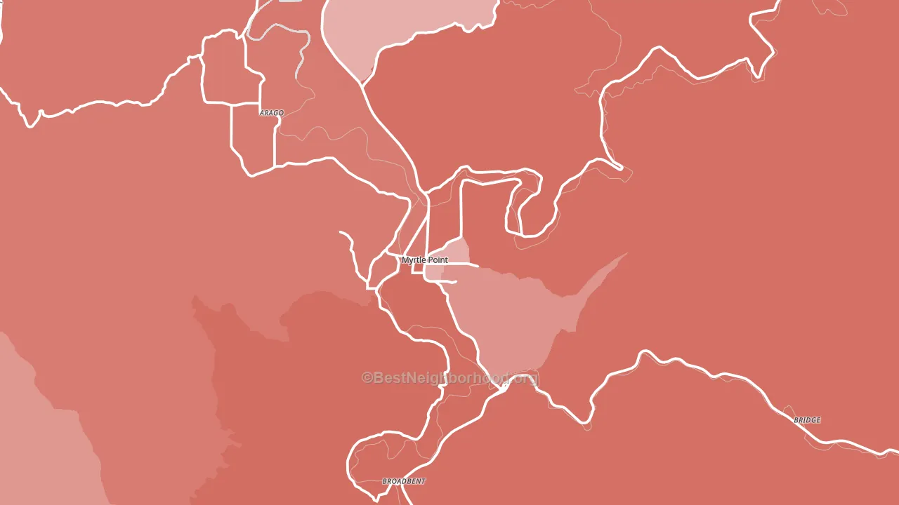 Myrtle Point, OR block-group political-lean map