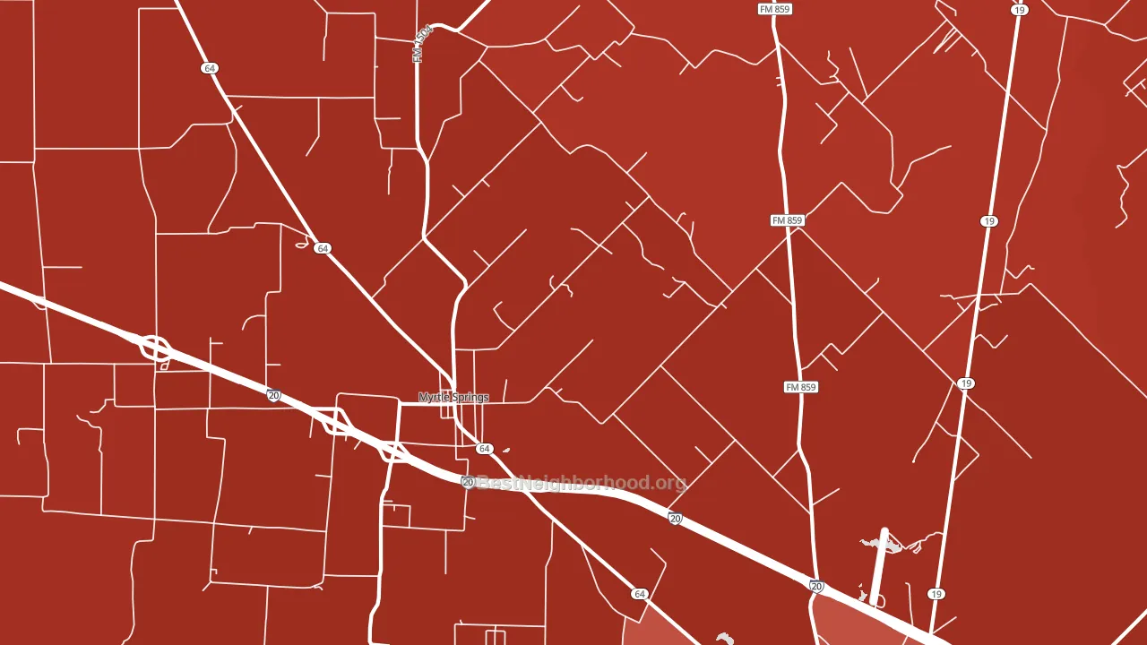 Myrtle Springs, TX block-group political-lean map