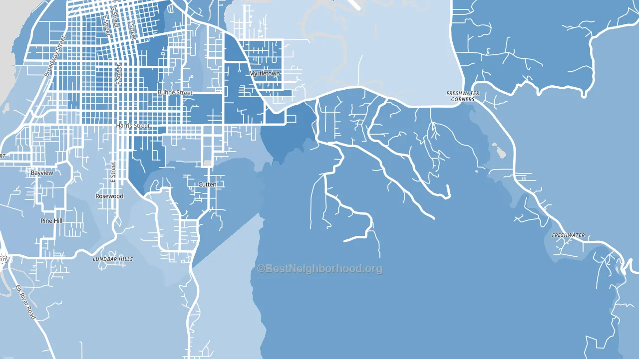 Myrtletown, CA block-group political-lean map