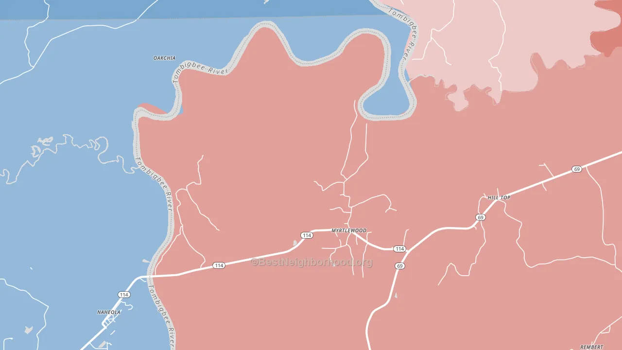 Myrtlewood, AL block-group political-lean map