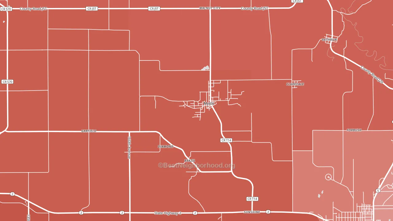 Mystic, IA block-group political-lean map