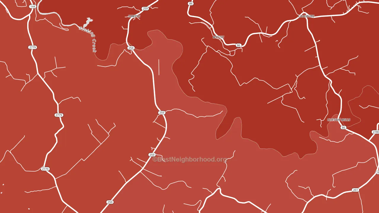 Mystic, KY block-group political-lean map