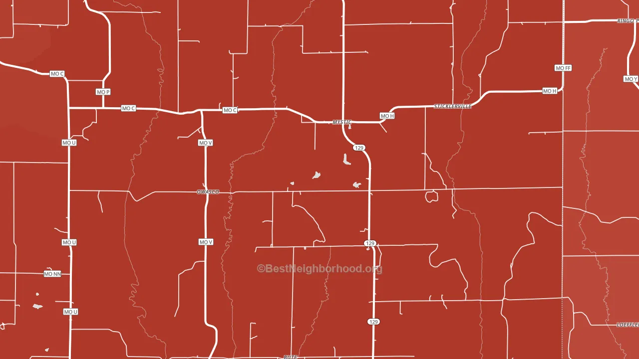 Mystic, MO block-group political-lean map