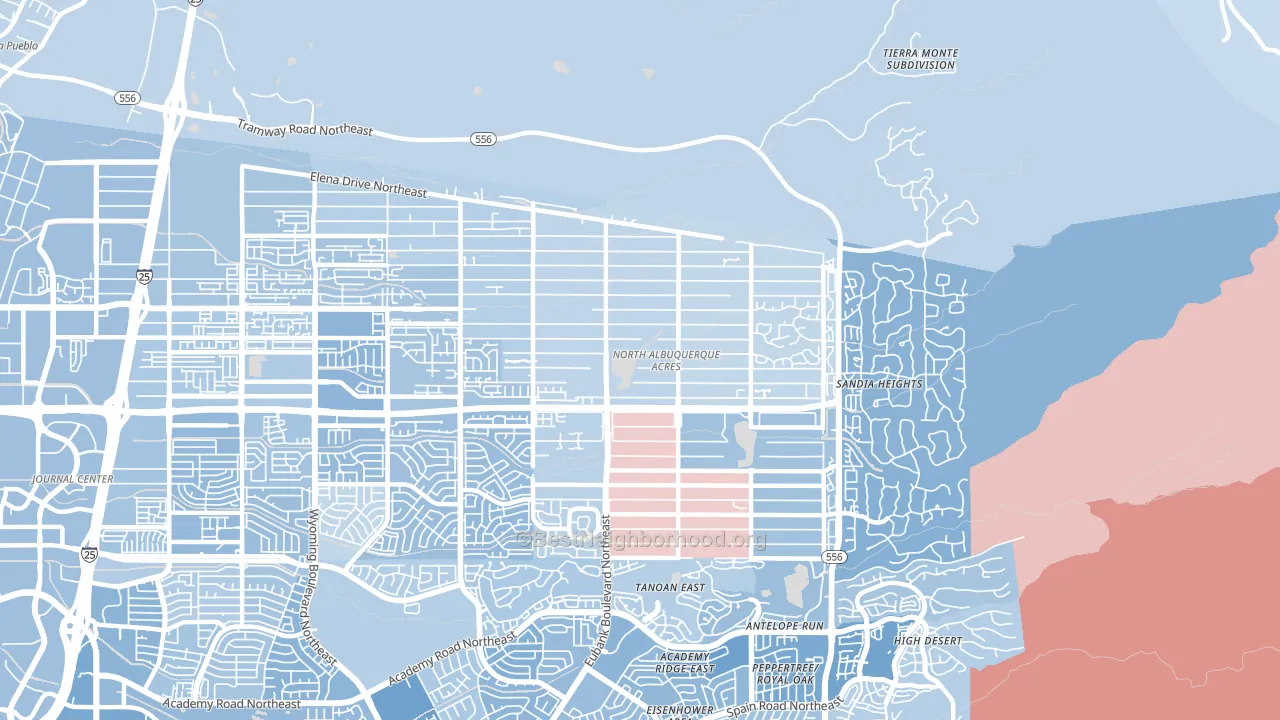 N Albuquerque Acres, Albuquerque, NM block-group political-lean map