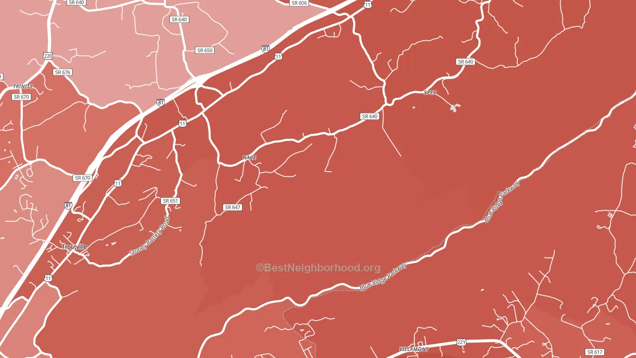 Nace, VA block-group political-lean map