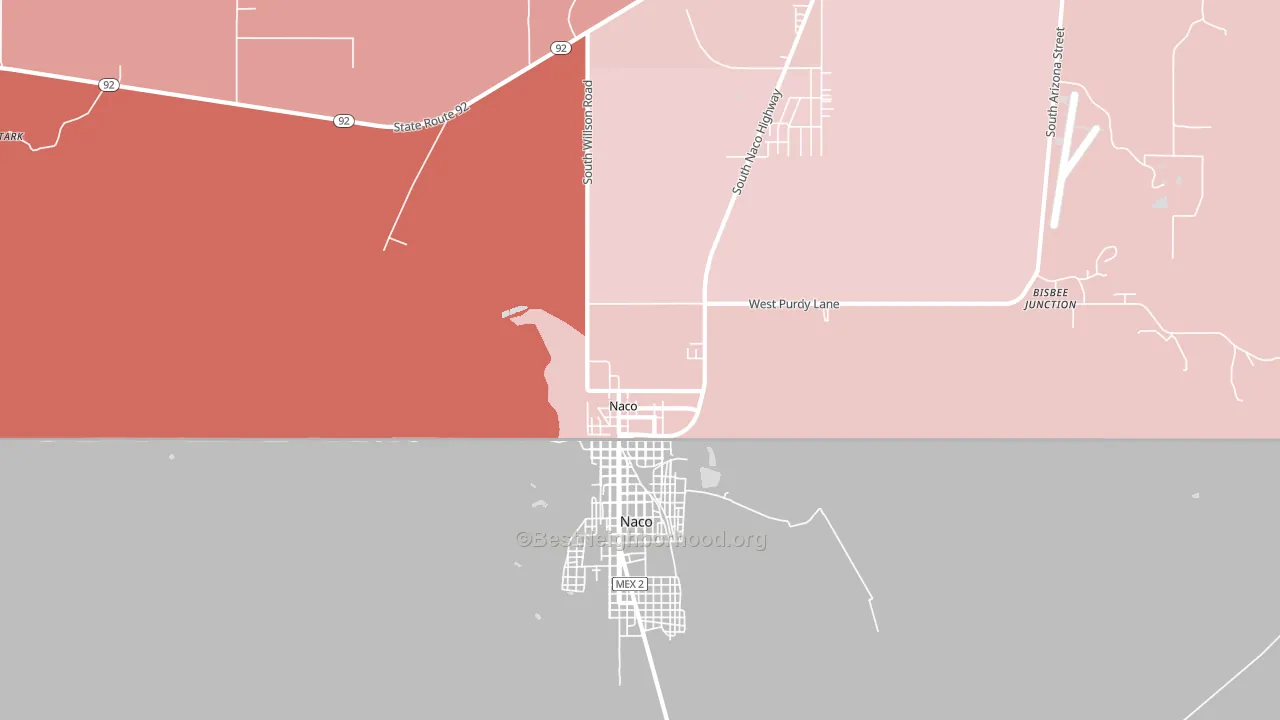 Naco, AZ block-group political-lean map