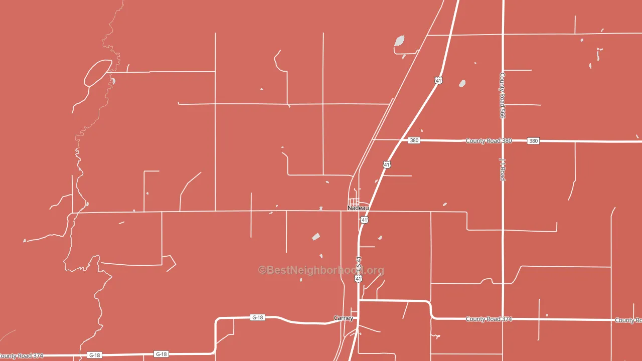 Nadeau, MI block-group political-lean map