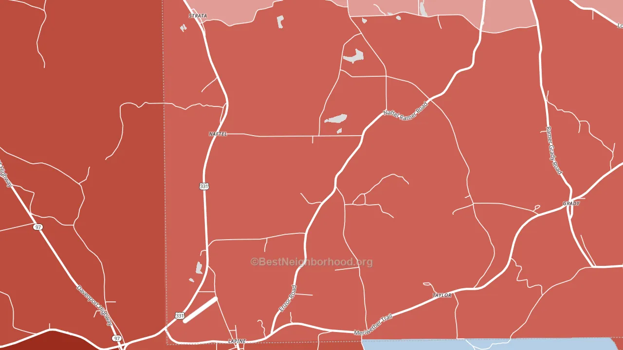 Naftel, AL block-group political-lean map
