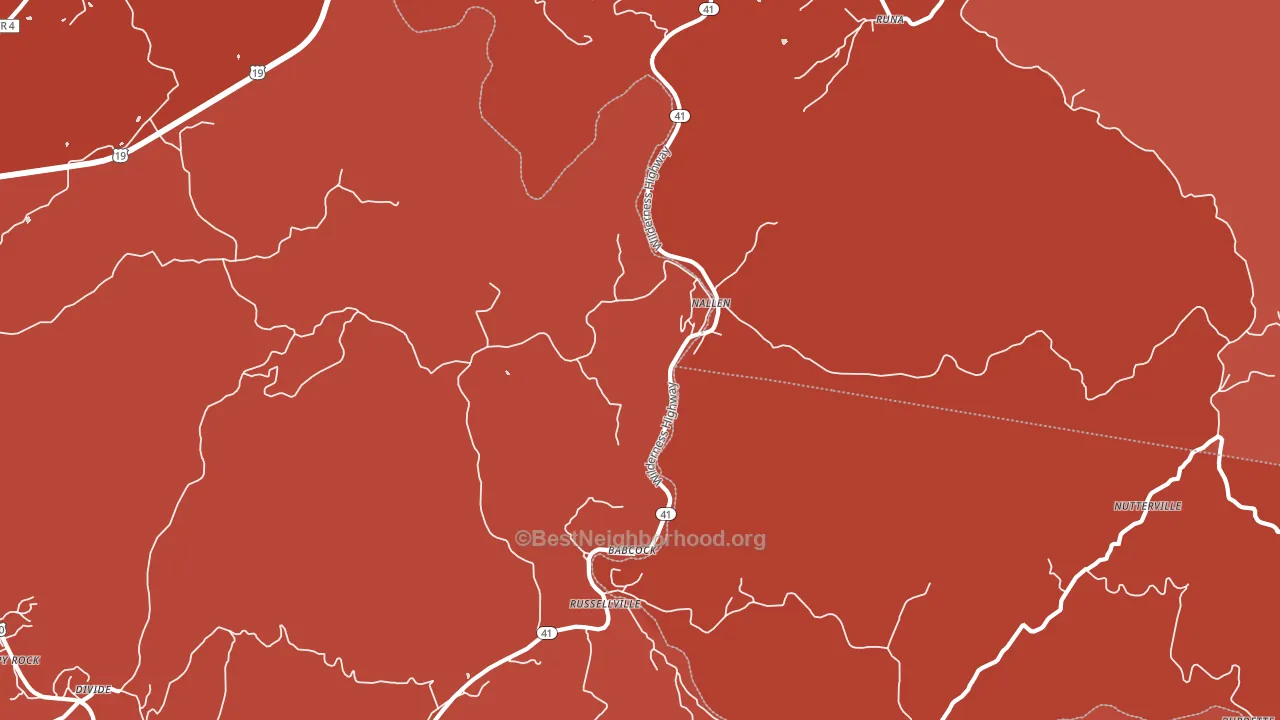 Nallen, WV block-group political-lean map