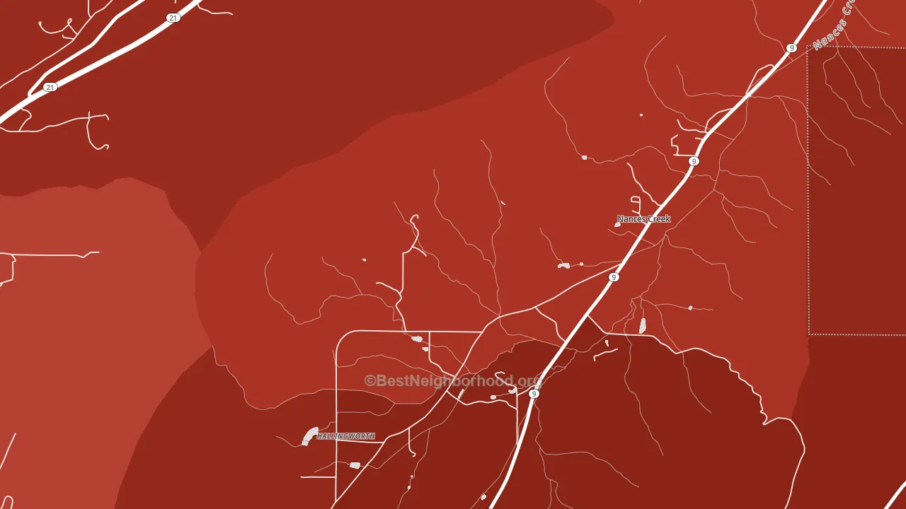 Nances Creek, AL block-group political-lean map