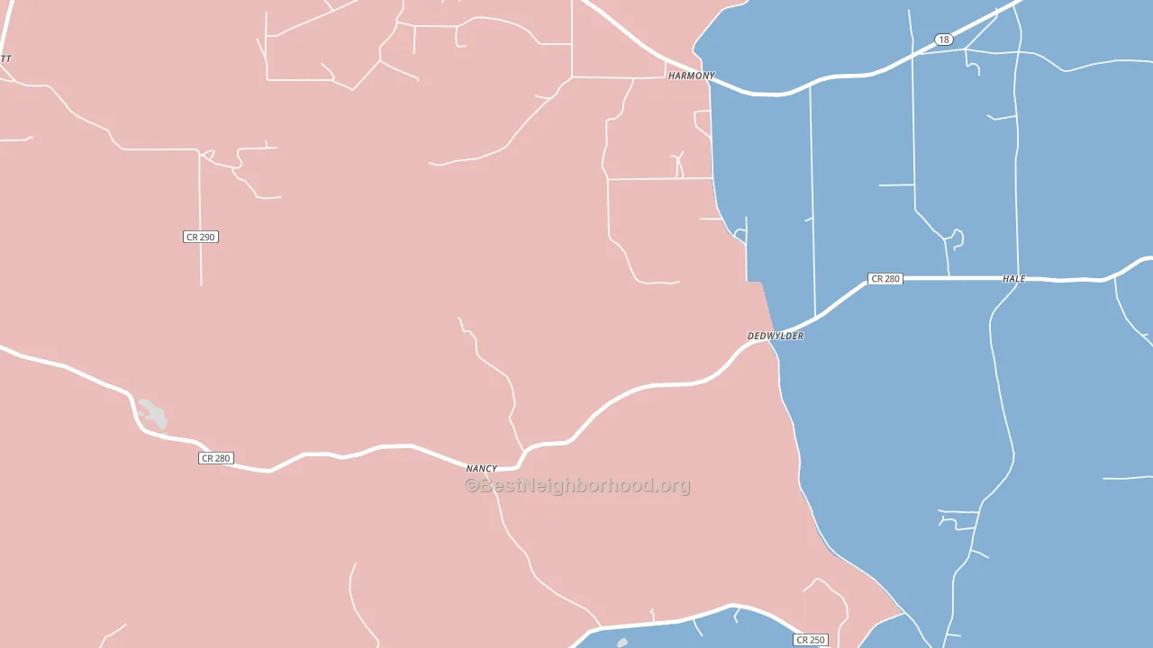 Nancy, MS block-group political-lean map