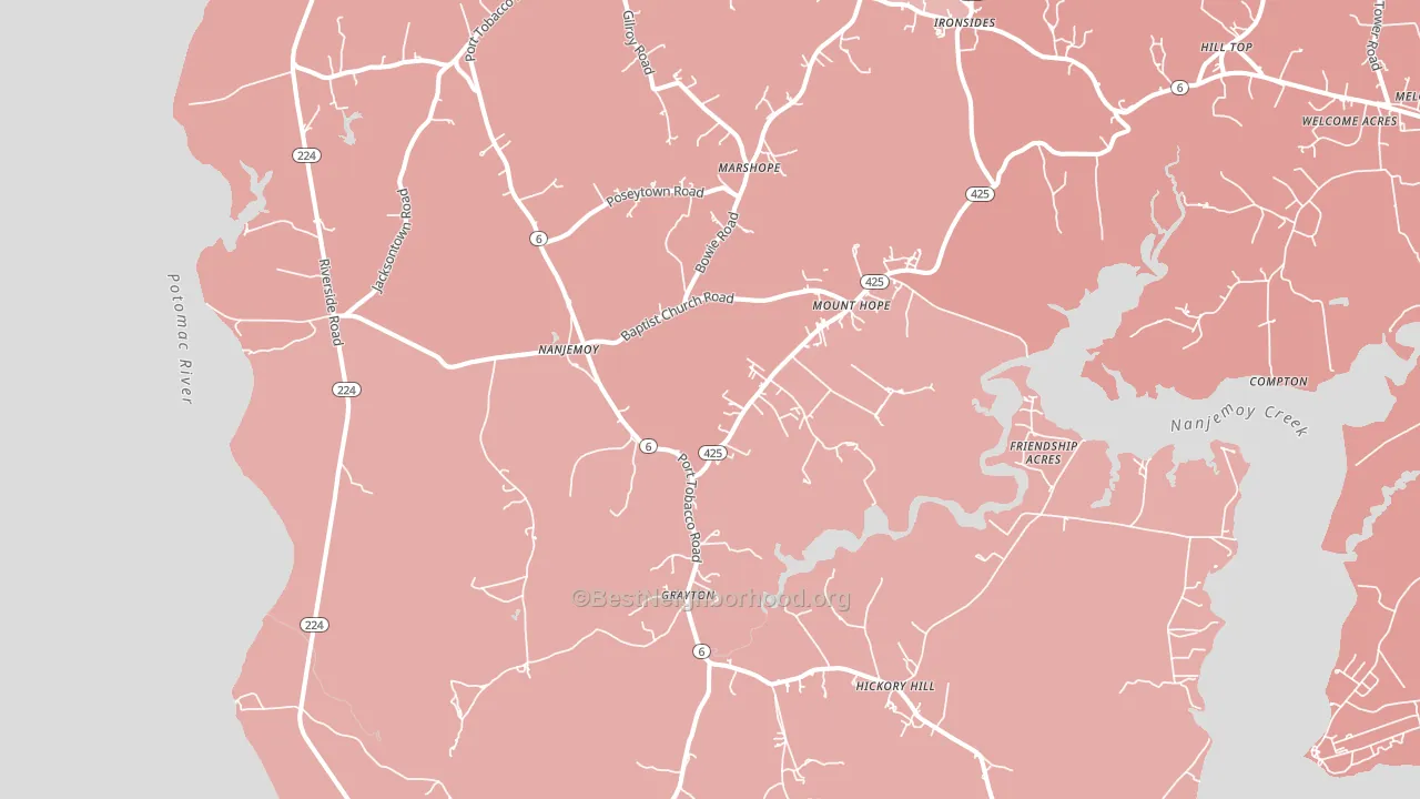 Nanjemoy, MD block-group political-lean map
