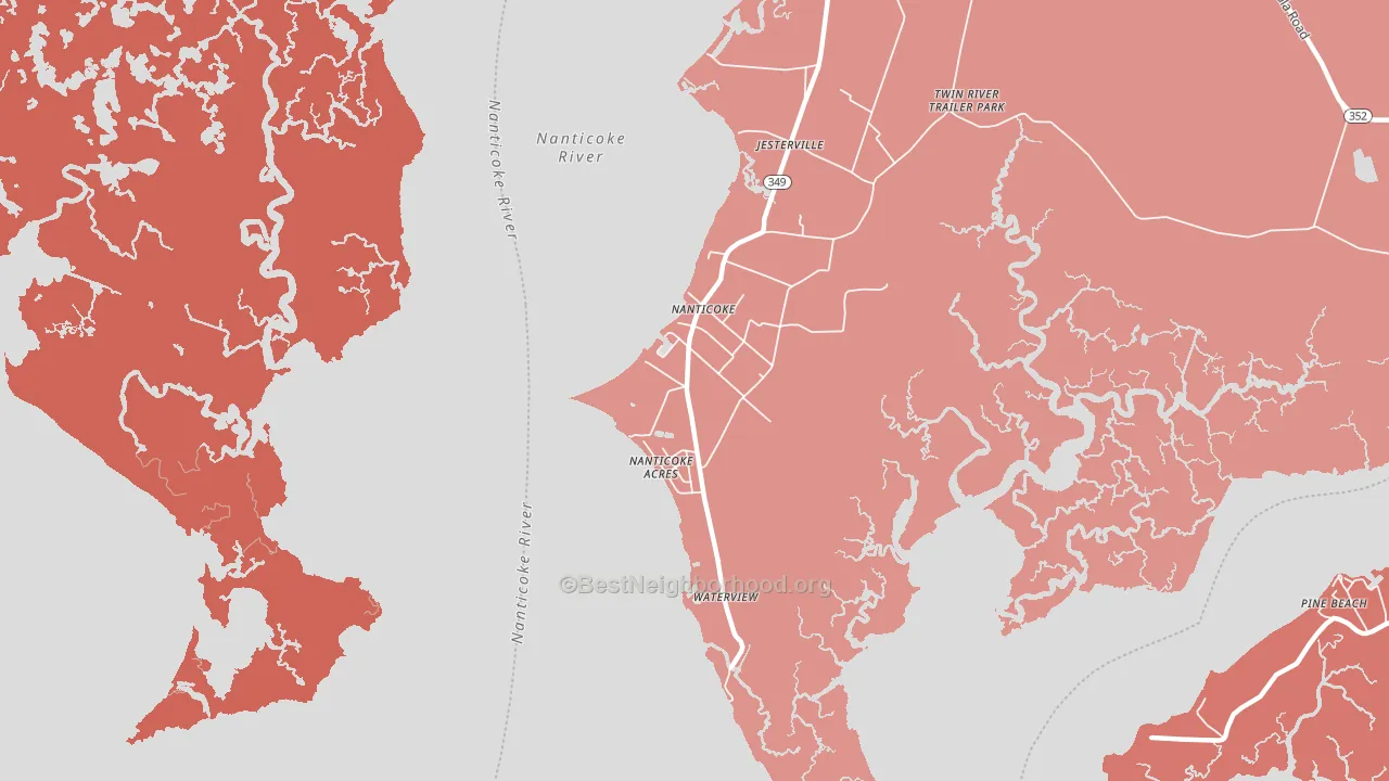 Nanticoke, MD block-group political-lean map