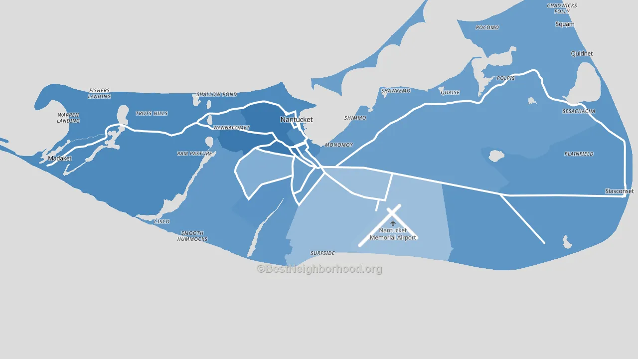 Nantucket County, MA block-group political-lean map