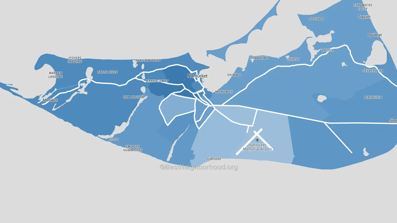 Nantucket, MA block-group political-lean map
