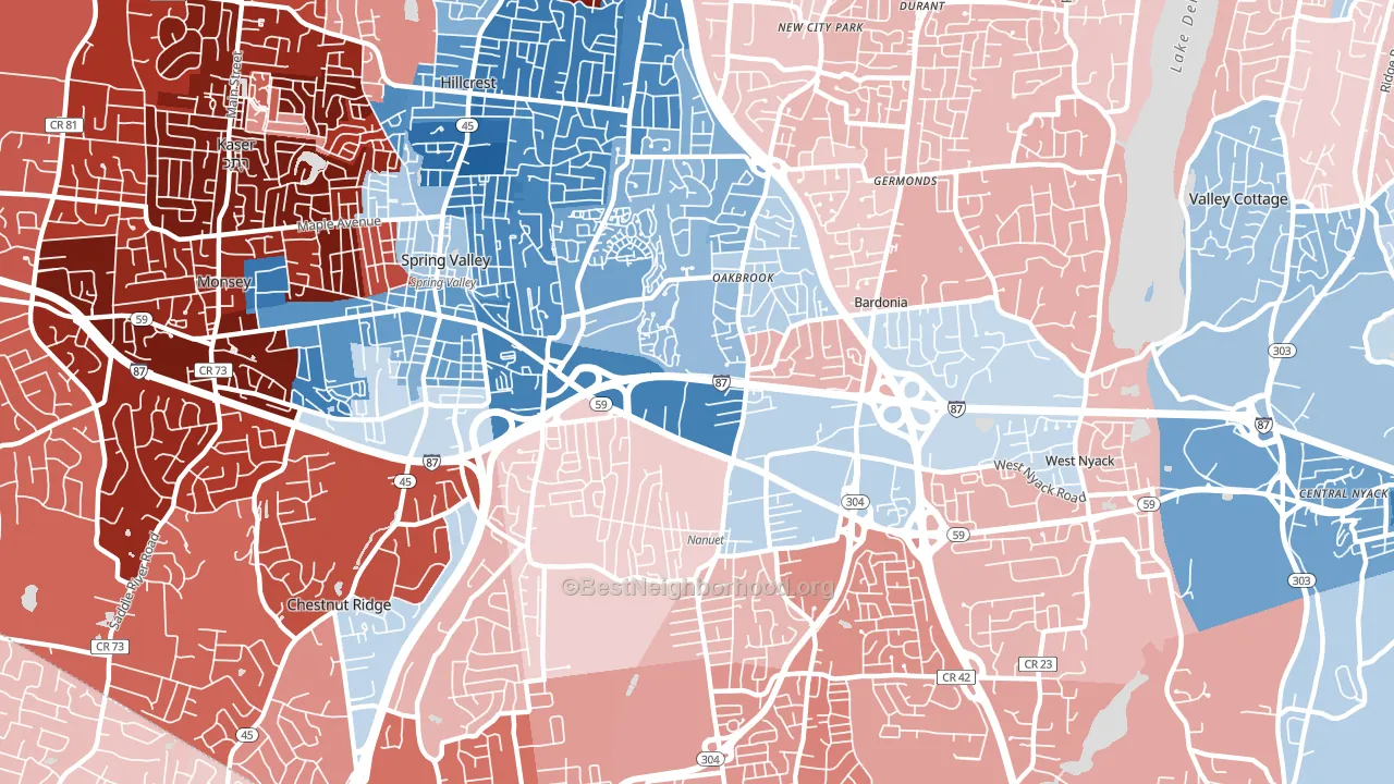 Nanuet, NY block-group political-lean map